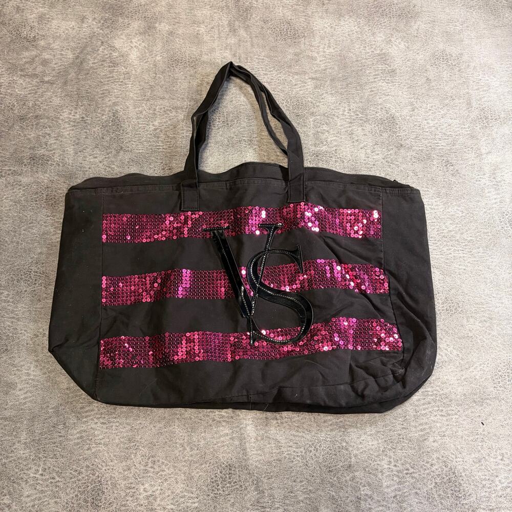 Victorias Secret Black Sequin Tote Bag
